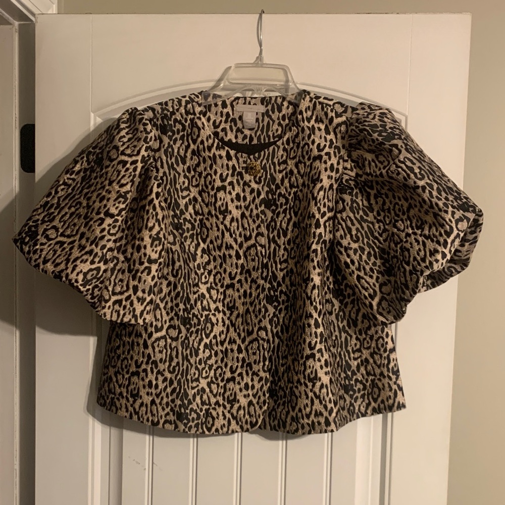 Leopard Print Curved Hem Jacket